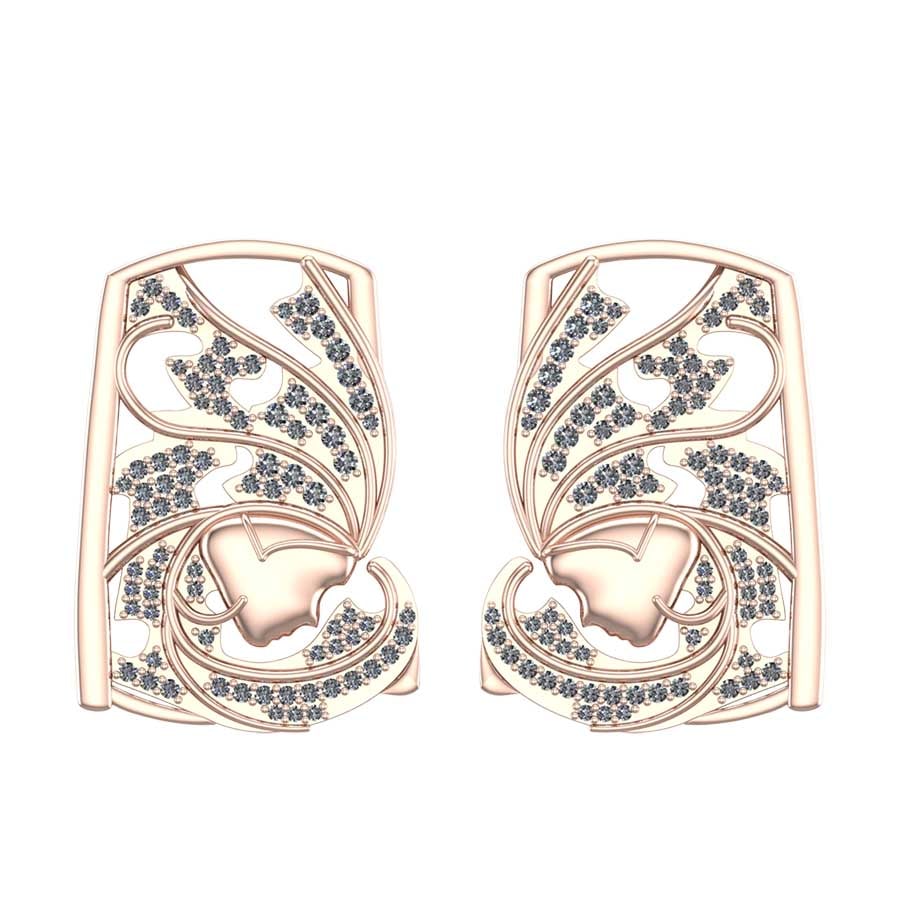 1.24 Ctw SI2/I1 Diamond 14K Rose Gold Antique style stud Earrings
