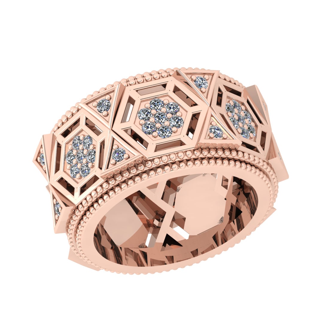 0.90 Ctw SI2/I1 Diamond 14K Rose Gold Wedding/Anniversary /Engagement Band: Total Diamond Weight : 0.90 Ctw (Round Cut) Color : J-K Setting : Prong Stone Clarity : SI2/I1 Metal Weight : Approx 9.00 Gram 14K Rose Gold Wedding/Anniversary /Engagement Band Ring Current Ring Size
