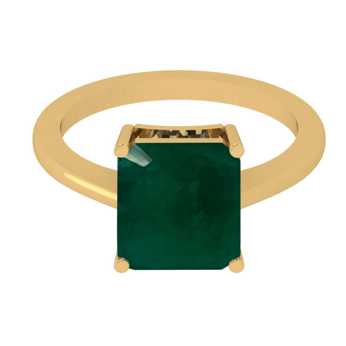 3.36 Ctw Emerald 18K Yellow Gold Solitaire Ring: Center Stone Weight : 3.36 Ctw (1 Psc Emerald Cut ) Center Stone Color : Emerald Center Stone Setting : Prong Metal Weight : Approx 3.20 Gram 18K Yellow Gold Solitaire Ring Current Ring Size-6 (ALL DI