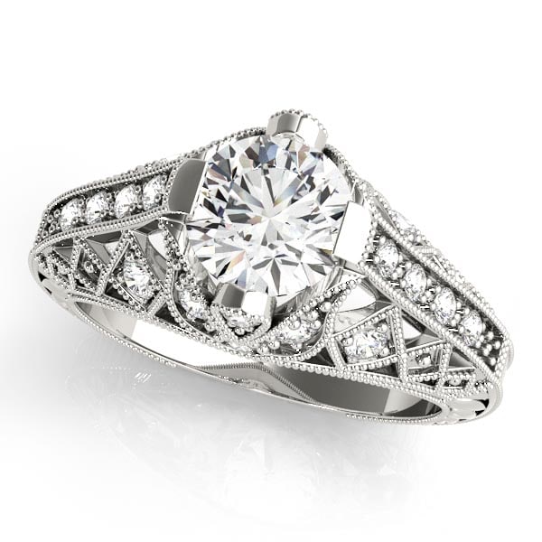CERTIFIED 18KT WHITE GOLD 1.10 CTW J-K/VS-SI1 VINTAGE STYLE DIAMOND RING: CERTIFIED 18KT WHITE GOLD 1.10 CTW J-K/VS-SI1 VINTAGE STYLE DIAMOND RING (CENTER STONE DIAMOND .90 CTWW J-K/VS-SI1) please request ring size upon payment #PAPPS86790v3
