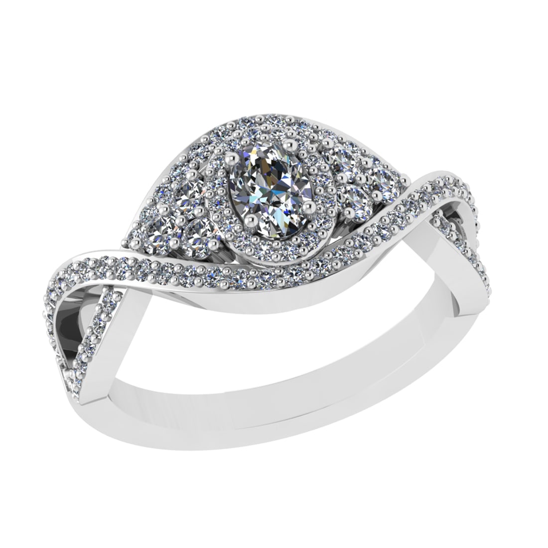 0.55 Ctw SI2/I1 Diamond 14K White Gold Engagement Ring: Center Diamond Weight : 0.25 Ctw ( Oval Cut) Center Diamond color : J-K Center Stone Setting : Prong Side Diamond Weight Of Ctw 0.30 Ctw Color : J-K Clarity : SI2/I1 Stone Setting : Prong Metal Weight