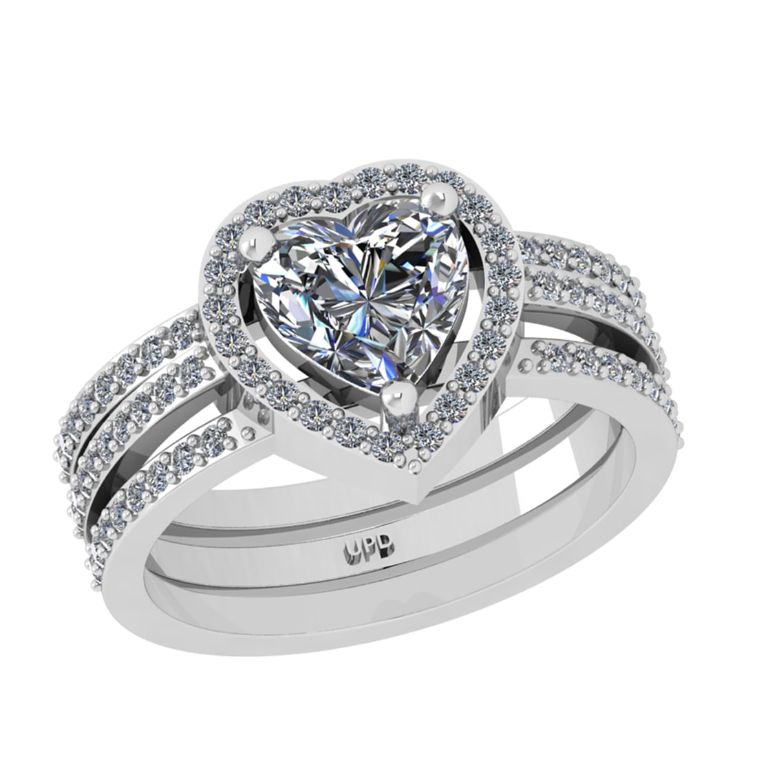 0.67 Ctw Diamond 14K White Gold Engagement Ring: Center Diamond Weight : 0.30 Ctw ( Heart Cut) Color :- I Clarity : SI2/I1 Center Stone Setting : Prong Side Diamond Weight Of Ctw 0.37 Ctw Color : J-K Clarity : SI2/I1 Stone Setting : Prong Metal Weig