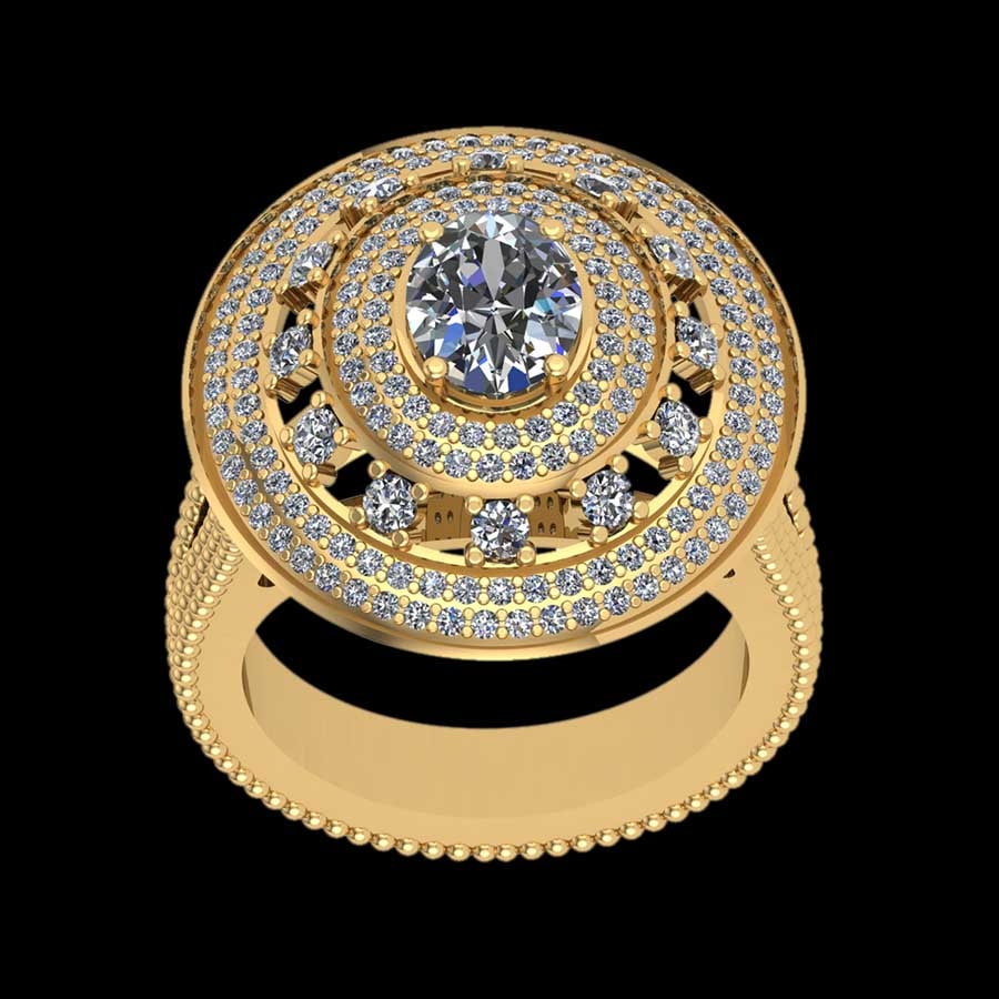 5.23 Ctw SI2/I1 Diamond 18K Yellow Gold Engagement Ring: Center Diamond Weight : 1.25 Ctw (Oval Cut) Center Diamond Color :-J-K Setting : Prong Side Weight Of Ctw 1.21 Ctw Color : J-K Clarity : SI2/I1 Stone Setting : Prong Metal Weight : Approx 11.90 gram 1