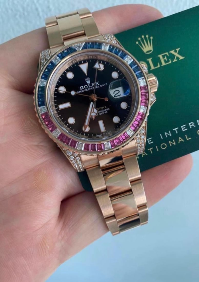 Rolex GMT Master II 126755SARU 18k Rolse Gold all Factory comes with Box an: Rolex GMT Master II 126755SARU 18k Rolse Gold all Factory comes with Box and Papers #PAPPS12660v8