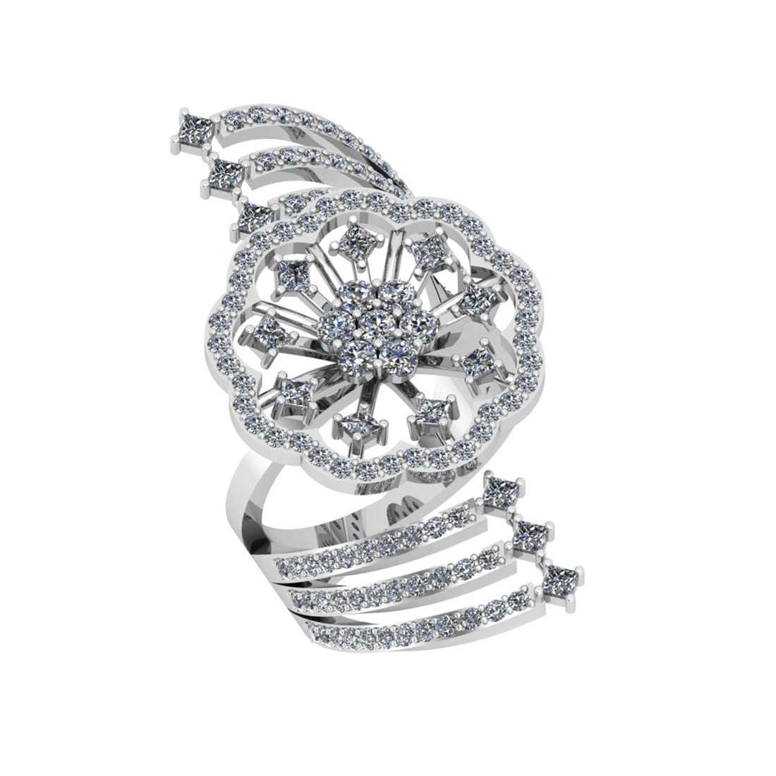 2.85 Ctw SI2/I1 Diamond 14K White Gold Bypass Engagement Ring: Total Diamond Weight : 2.85 Ctw (Round & Princess Cut) Color : J-K Setting : Prong Stone Clarity : SI2/I1 Metal Weight : Approx 12.50 Gram 14K White Gold Bypass Engagement Ring Current Ring Size-8 #PA
