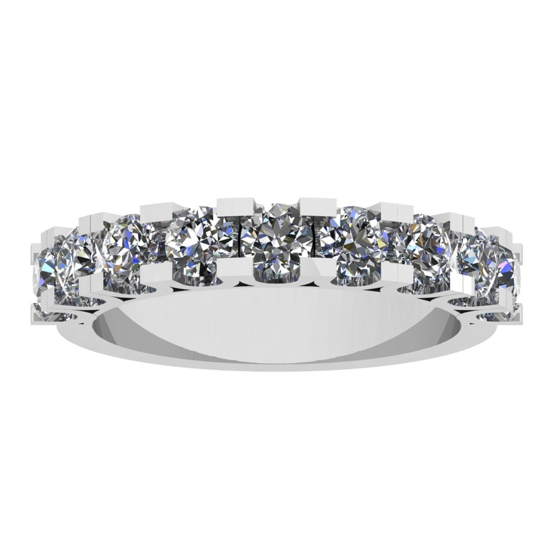 1.62 Ctw SI2/I1 Diamond 14K White Gold Entity Band Ring: Tota; Diamond Weight : 1.62 Ctw (Round Cut) Color : J-K Setting : Prong Clarity :SI2/I1 Metal Weight : Approx 5.20 Gram 14K White Gold Entity Band Ring Current Ring Size-8 #PAPPS94313v7