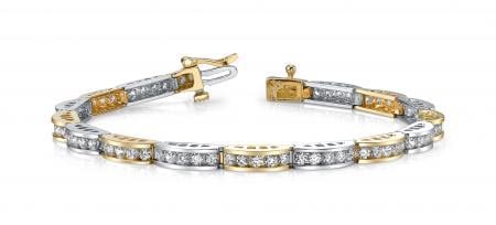14KT TWO TONE GOLD 2 CTW G-H SI2/SI3 TWO TONE CHANNEL LINK BRACELET (1 of 1)