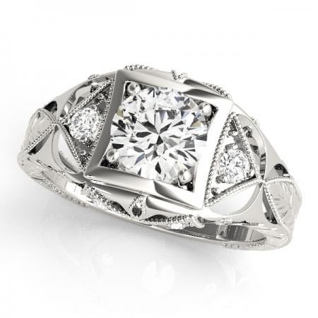 CERTIFIED 18KT WHITE GOLD 0.87 CTW J-K/VS-SI1 VINTAGE STYLE DIAMOND RING (1 of 1)