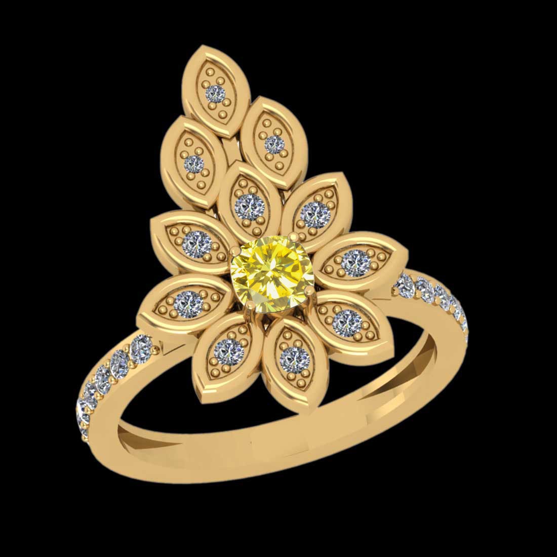 1.01 Ctw Gia certified Natural Fancy Yellow And White Diamond 14K Yellow Go: Gia certified Color Diamond Weight : 0.71 Ctw (Cushion Cut ) Gia certified Center Diamond Color : Natural Fancy Yellow Diamond Stone Clarity : vvs2 Stone Setting : Prong Side Stone Weight Of Ctw 0.30 