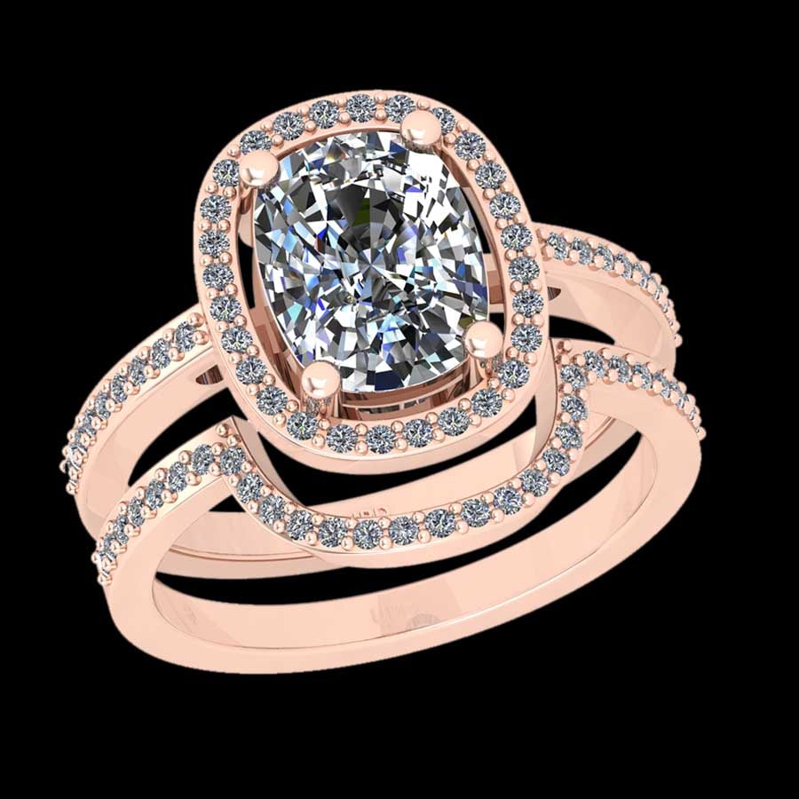 2.37 Ctw SI2/I1 Diamond 18K Rose Gold Engagement set Ring: Center Diamond Weight : 2.00 Ctw (Cushion Cut) Center Diamond Color :-J-K Setting : Prong Side Weight Of Ctw 0.37 Ctw Color : J-K Clarity : SI2/I1 Stone Setting : Prong Metal Weight : Approx 5.80 gram