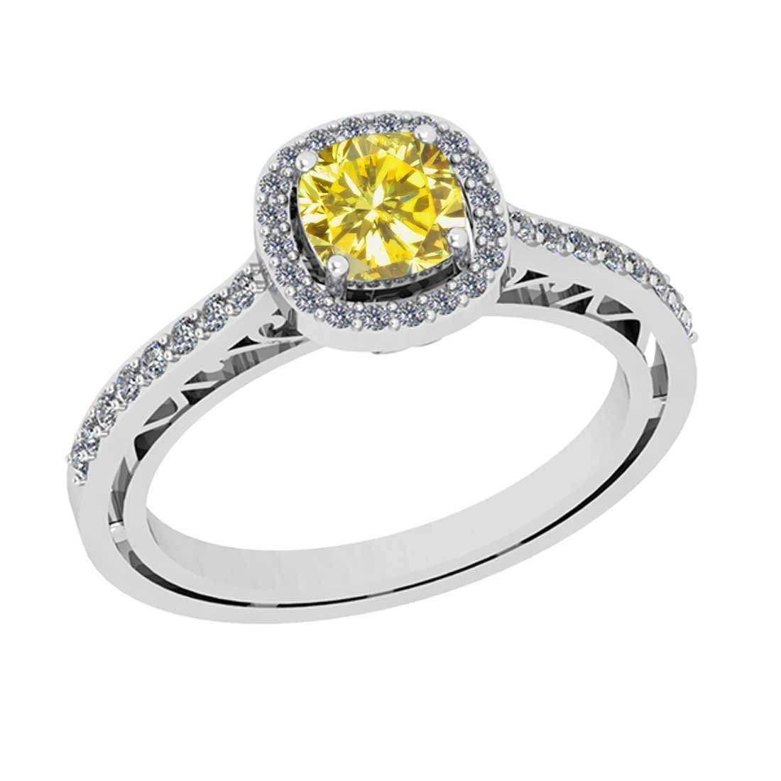 1.18 Ctw Gia certified Natural Light Fancy Yellow And White Diamond 14K Whi: Gia certified Color Diamond Weight : 0.92 Ctw (Cushion Cut ) Gia certified Center Diamond Color : Natural Light Fancy Yellow Diamond Stone Clarity : SI1 Stone Setting : Prong Side Stone Weight Of Ctw 
