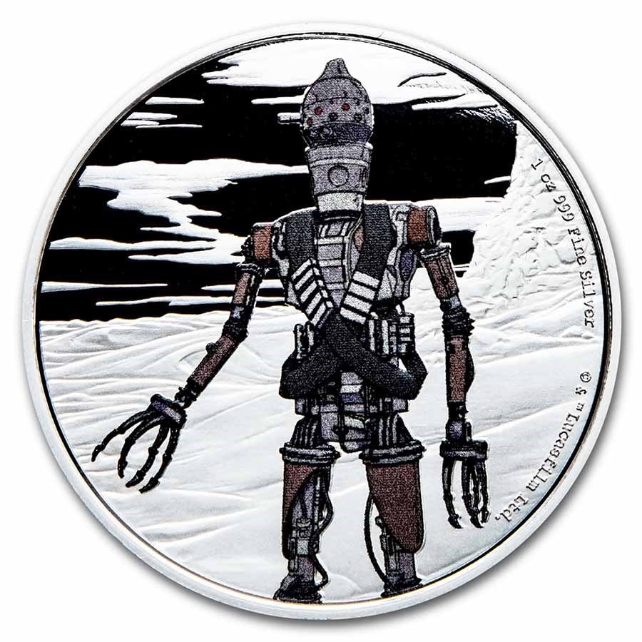 2021 Niue 1 oz Silver $2 Star Wars IG-11 (w/Box & COA): 2021 Niue 1 oz Silver $2 Star Wars IG-11 (w/Box & COA) #PAPPS98514v15