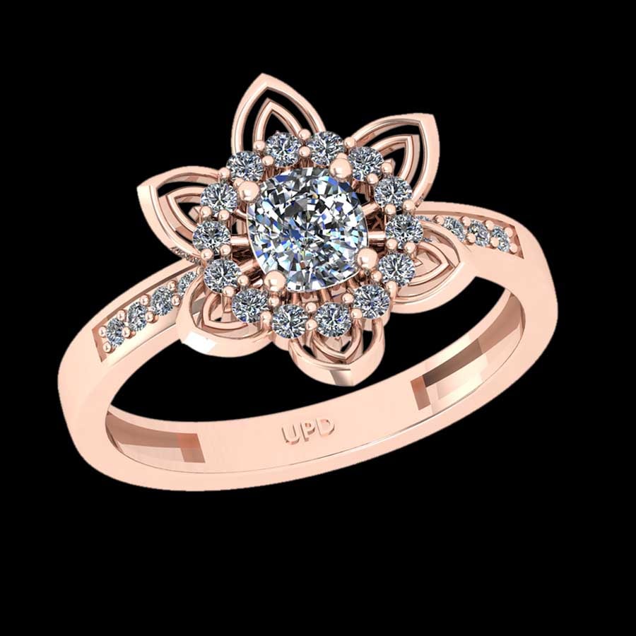 0.86 Ctw SI2/I1 Diamond 18K Rose Gold Engagement Ring: Center Diamond Weight : 0.60 Ctw (Cushion Cut) Center Diamond Color :-J-K Setting : Prong Side Weight Of Ctw 0.26 Ctw Color : J-K Clarity : SI2/I1 Stone Setting : Prong Metal Weight : Approx 3.20 gram