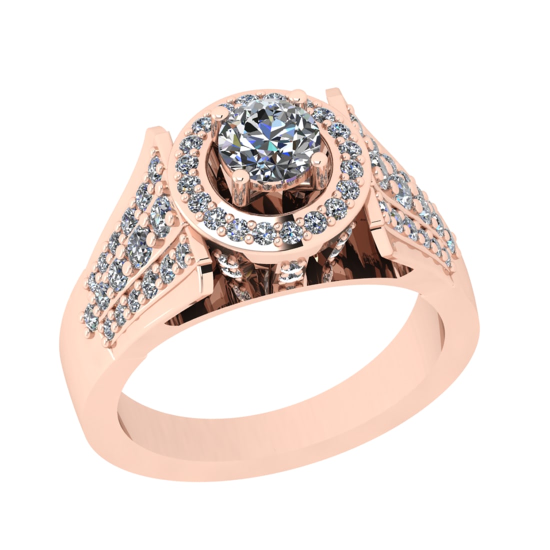 1.25 Ctw SI2/I1Diamond 14K Rose Gold Engagement Ring: Center Diamond Weight : 0.50 Ctw (Round Cut) Center Diamond Color : J-K Center Stone Setting : Prong Center Stone Clarity : SI2/I1Side Stone Weight Of Ctw 0.75 Ctw Side Stone Color : J-K Stone Clarity
