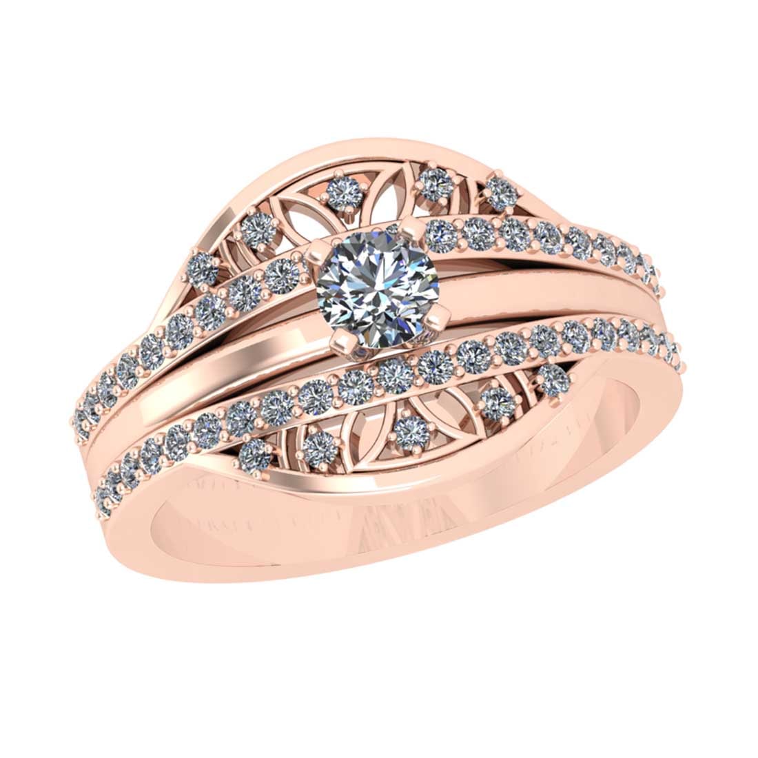 0.68 Ctw SI2/I1 Diamond Style 14K Rose Gold Engagement set Ring: Center Diamond Weight : 0.25 Ctw ( Round Cut) Center Diamond Color : J-K Center Stone Setting : Prong Center Stone Clarity : SI2/I1 Side Stone Weight Of Ctw 0.43 Ctw Side Stone Color : J-K Stone Clari