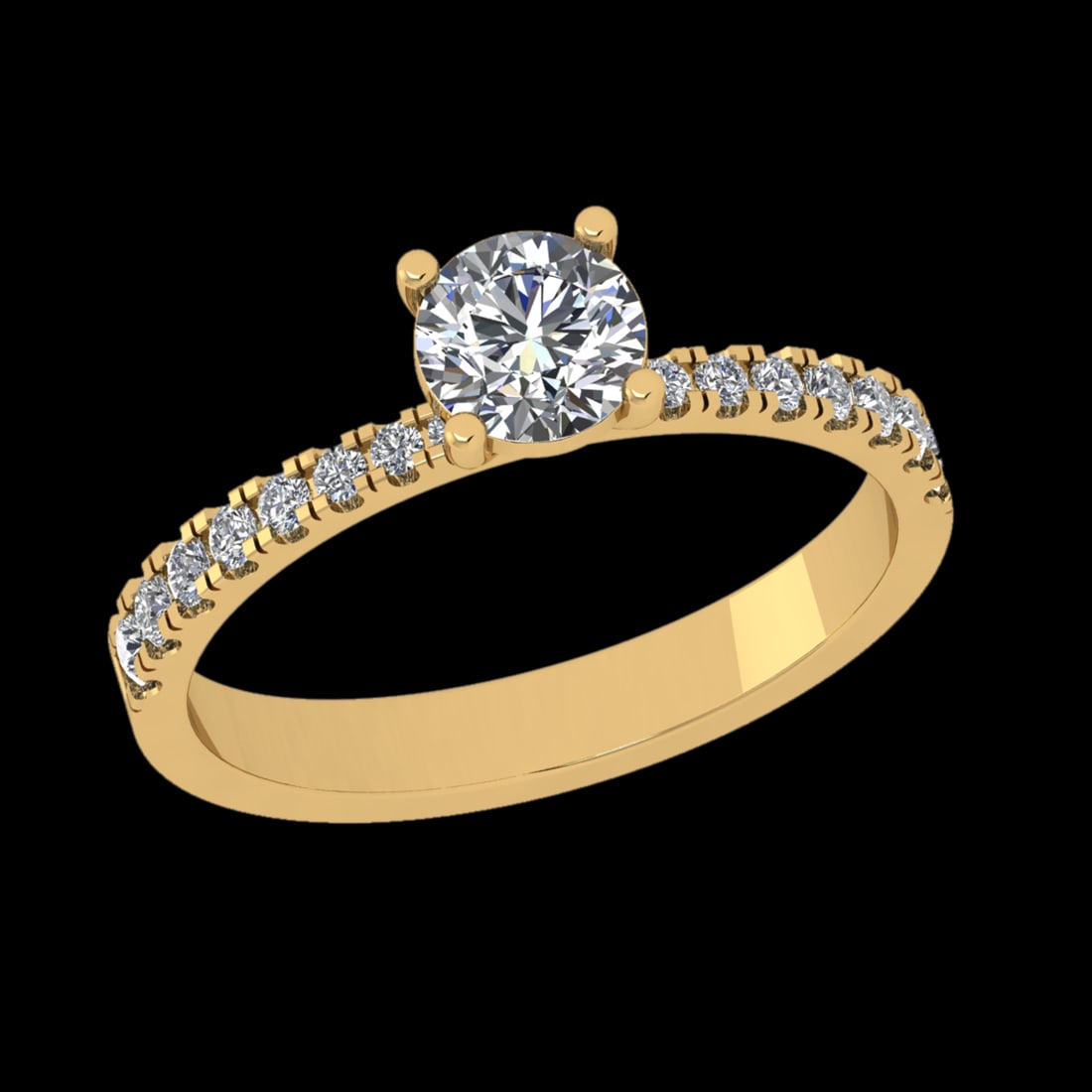 0.90 Ctw SI2/I1 Diamond 18K Yellow Gold Engagement Ring: Center Diamond Weight :-: 0.50 Ctw ( Round Cut) Color :- J-K Clarity : SI2/I1 Center Stone Setting : Prong Side Diamond Weight Of Ctw 0.40 Ctw Color : J-K Clarity : SI2/I1 Stone Setting : Prong Metal 