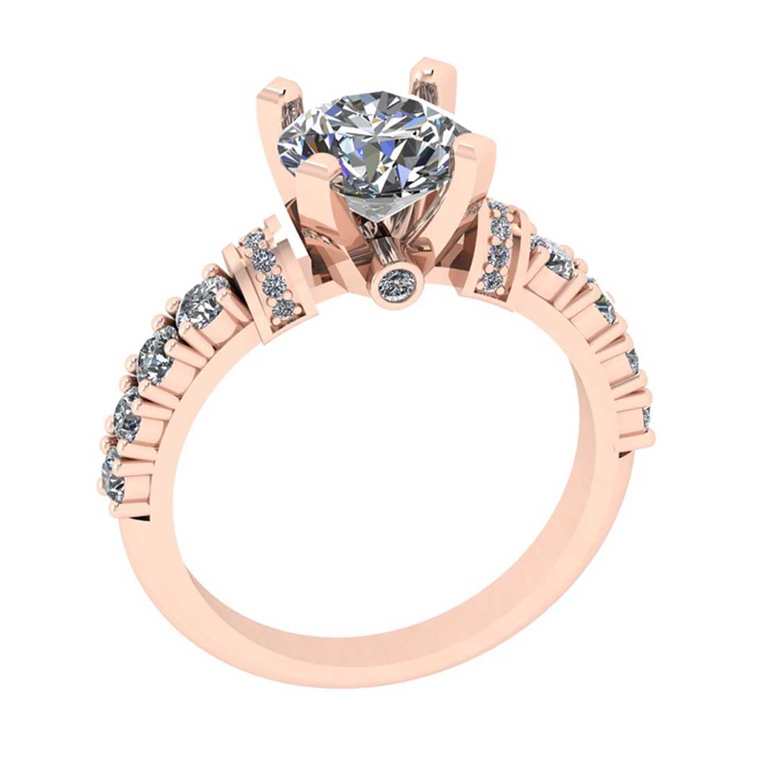 2.70 Ctw SI2/I1 Diamond Style 14K Rose Gold Vintage Style Ring: Center Diamond Weight : 2.00 Ctw (Round Cut) Center Diamond Color : J-K Center Stone Setting : Prong Center Stone Clarity : SI2/I1 Side Stone Weight Of Ctw 0.70 Ctw Side Stone Color : J-K Stone Clarit