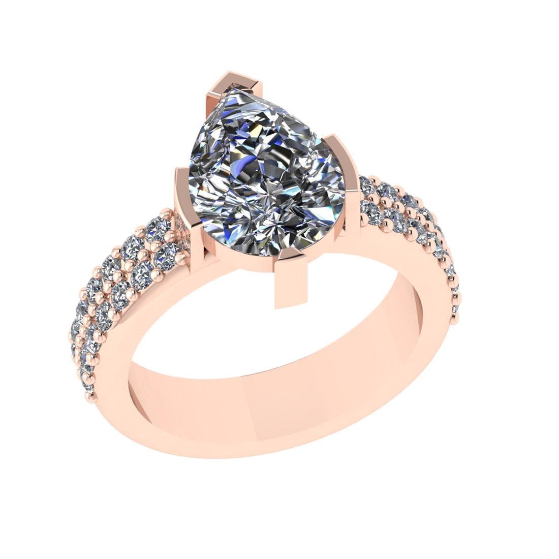 2.58 Ctw SI2/I1 Diamond 14K Rose Gold Engagement Ring: Center Diamond Weight :-: 2.00 Ctw ( Pear Cut) Color :- J-K Clarity : SI2/I1 Center Stone Setting : Prong Side Diamond Weight Of Ctw 0.58 Ctw Color : J-K Clarity : SI2/I1 Stone Setting : Prong Metal W