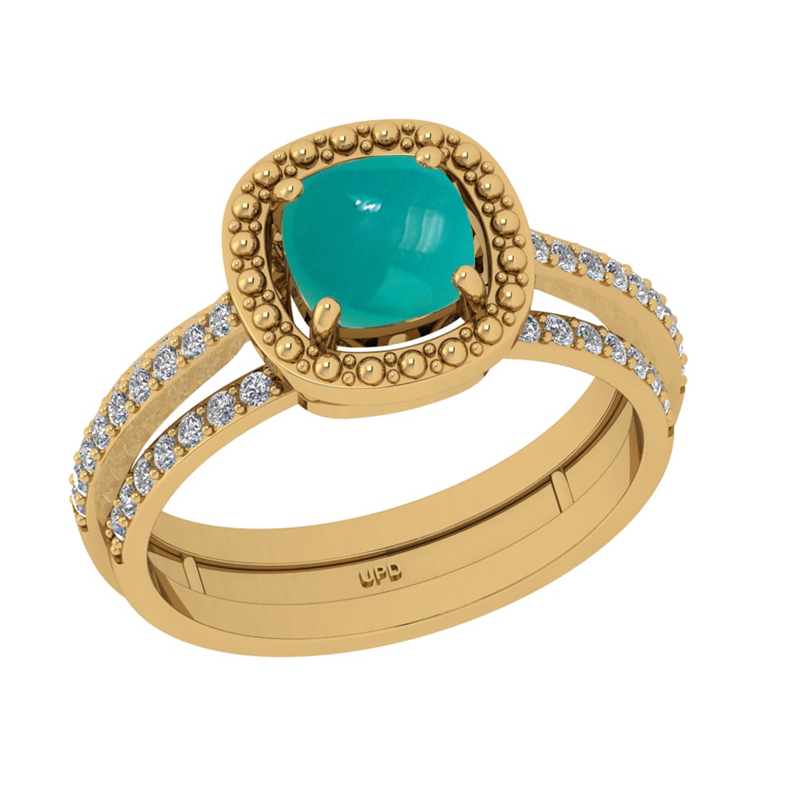 1.14 Ctw VS/SI1Emerald and Diamond 14K Yellow Gold Engagement Ring: Color Stone Weight : 0.78 Ctw (Round Cab) Stone Color :- Emerald Center Stone Setting : Prong Side Weight Of Ctw 0.36 Ctw Color : J-K Clarity : VS/SI1 Stone Setting : Prong Metal Weight : Approx 4.40 