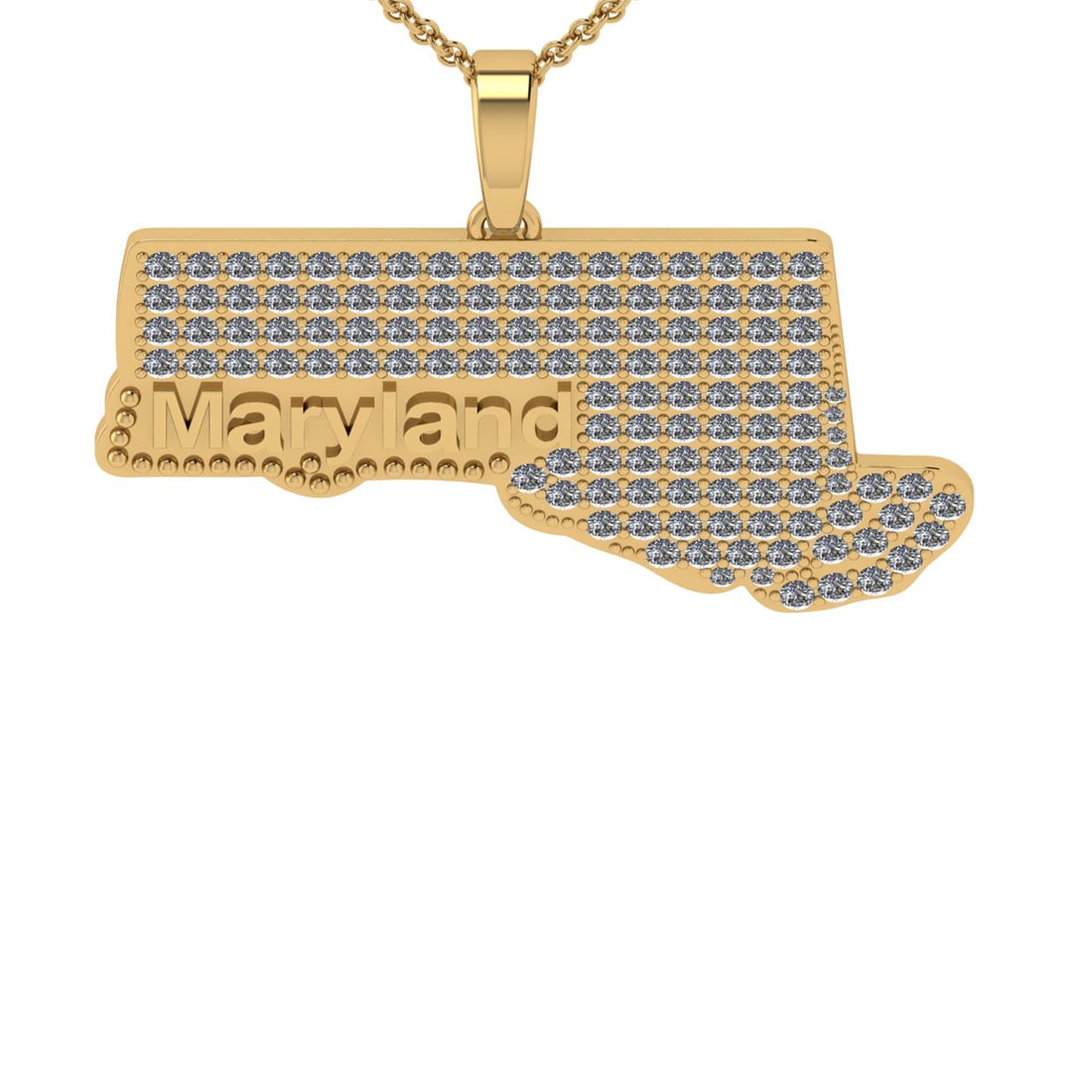 4.17 Ctw SI2/I1 Diamond 14K Yellow Gold Express Your State Love MARYLAND Ne: Total Diamond Weight : 4.17 Ctw ( Round Cut ) Diamond Color :- J-K Clarity : SI2/I1 Stone Setting : Prong Metal Weight : Approx 10.80 Gram 14K Yellow Gold Express Your State Love MARYLAND Necklace #PA