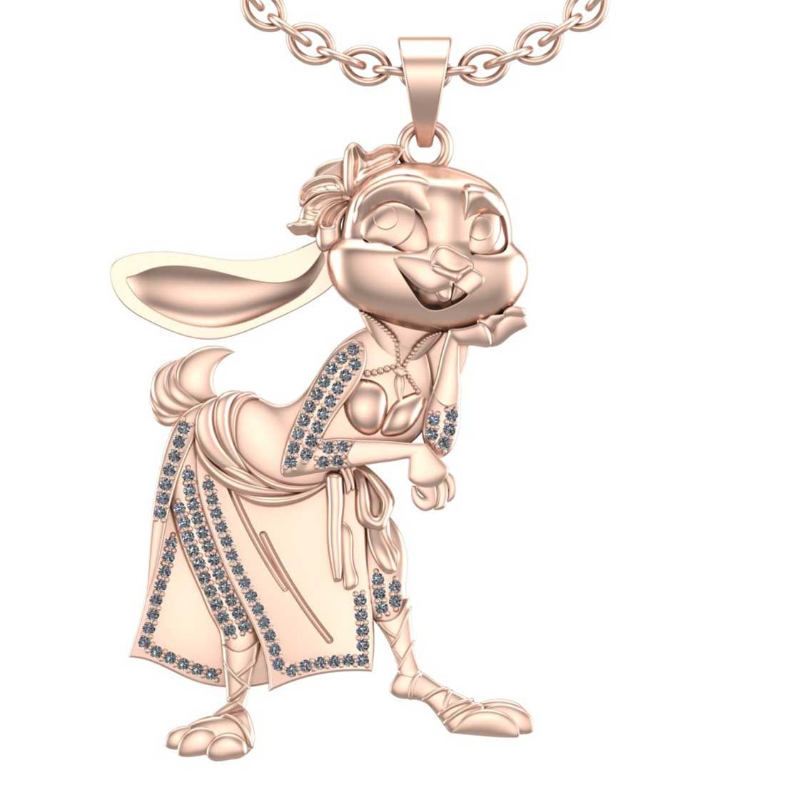 0.49 Ctw SI2/I1 Diamond 14K Rose Gold Baby Bunny Pendant Necklace: Total Diamond Weight : 0.49 Ctw ( Round Cut ) Diamond Color :- J-K Clarity : SI2/I1 Stone Setting : Prong Metal Weight : Approx 22.40 Gram 14K Rose Gold Baby Bunny Pendant Necklace #PAPPS94905v7