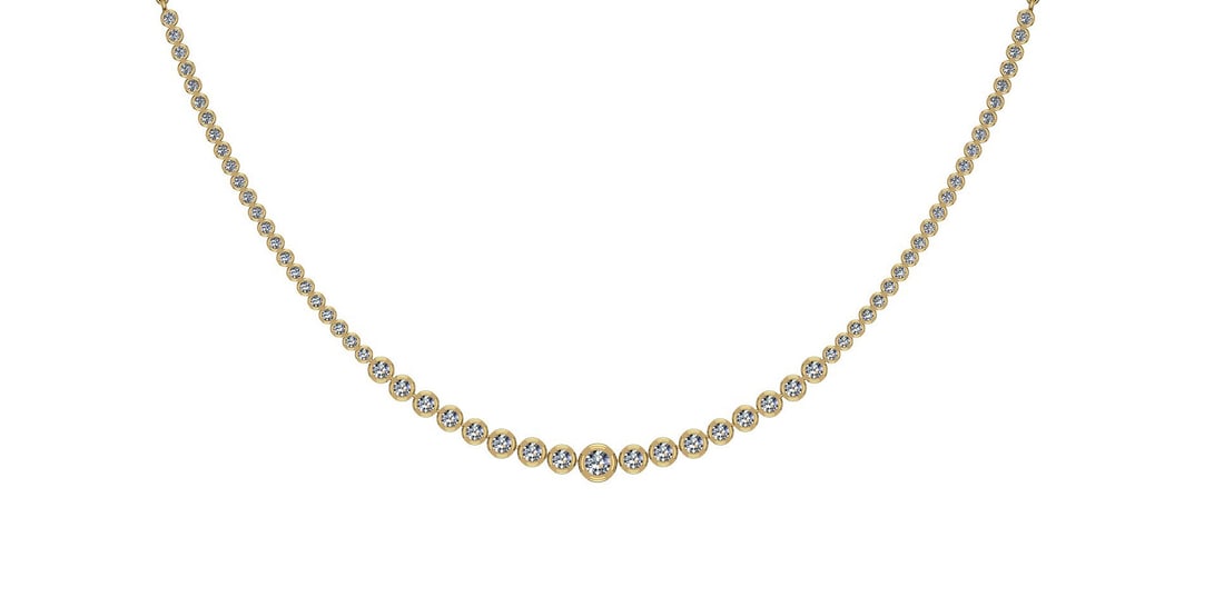 Certified 2.97 Ctw SI2/I1 Diamond 14K Yellow Gold Necklace: Center Diamonds Approx Weight: 2.97 Ctw (Round Cut) Center Diamond Color: J-K Center Clarity: SI2/I1 Stone Setting: Bezel Metal Approx Weight: 16.90 Gram 14K Yellow Gold Necklace Size-17 Inch TC3GSN #