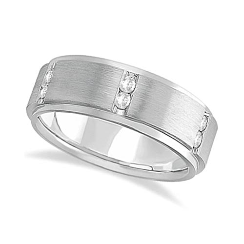 Mens Channel Set Wide Band Diamond Wedding Ring 14k White Gold 0.50ctw: CENTER STONE; Diamond CENTER STONE CLARITY; VS2 CENTER STONE COLOR; J-K CENTER STONE SETTING; Channel SIDE STONE CLARITY; SIDE STONE COLOR; SIDE STONE SETTING; ctw OF SIDE STONE: SIDE STONE QUALITY; #