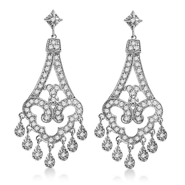Dangling Chandelier Diamond Earrings 14K White Gold 1.08ctw: CENTER STONE; Diamond CENTER STONE CLARITY; SI2 CENTER STONE COLOR; J-K CENTER STONE SETTING; Prong SIDE STONE CLARITY; SIDE STONE COLOR; SIDE STONE SETTING; ctw OF SIDE STONE: SIDE STONE QUALITY; #PA