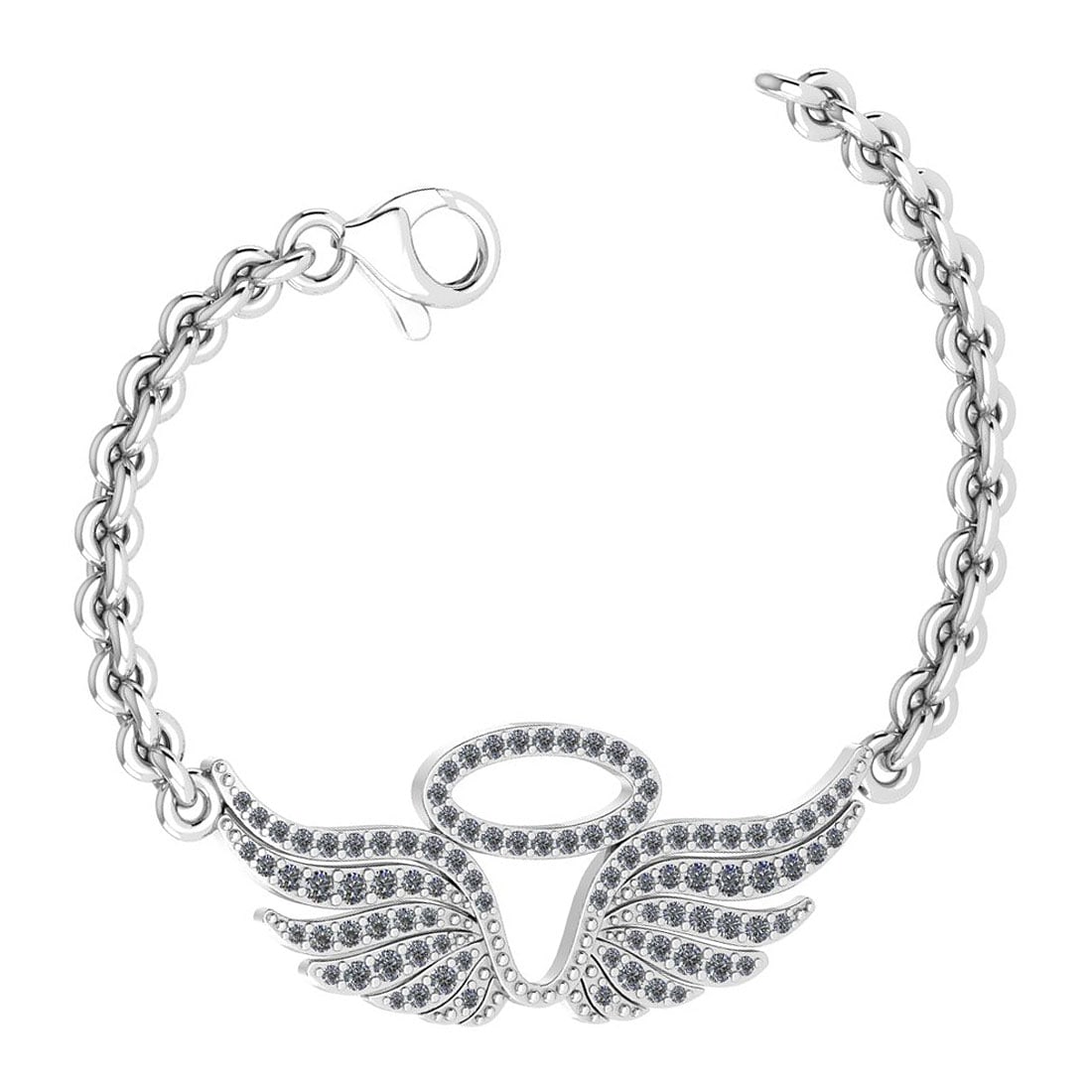 0.46 Ctw SI2/I1 Diamond Style Prong Set 18K White Gold Charm Bracelet