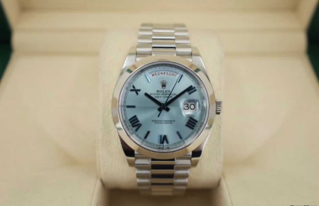 New Platinum 40mm DayDate Blue Dial Rolex comes with Box & Papers