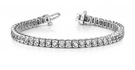 14KT WHITE GOLD 2 CTW G-H VS2/SI1 PILLOW BEZEL SET DIAMOND TENNIS BRACELET: 14KT WHITE GOLD 2 CTW G-H VS2/SI1 PILLOW BEZEL SET DIAMOND TENNIS BRACELET #PAPPS20108v5