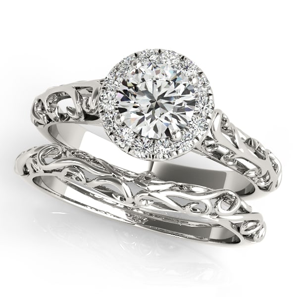 Certified 1.20 Ctw SI2/I1 Diamond 14K White Gold Bridal Wedding Set Ring