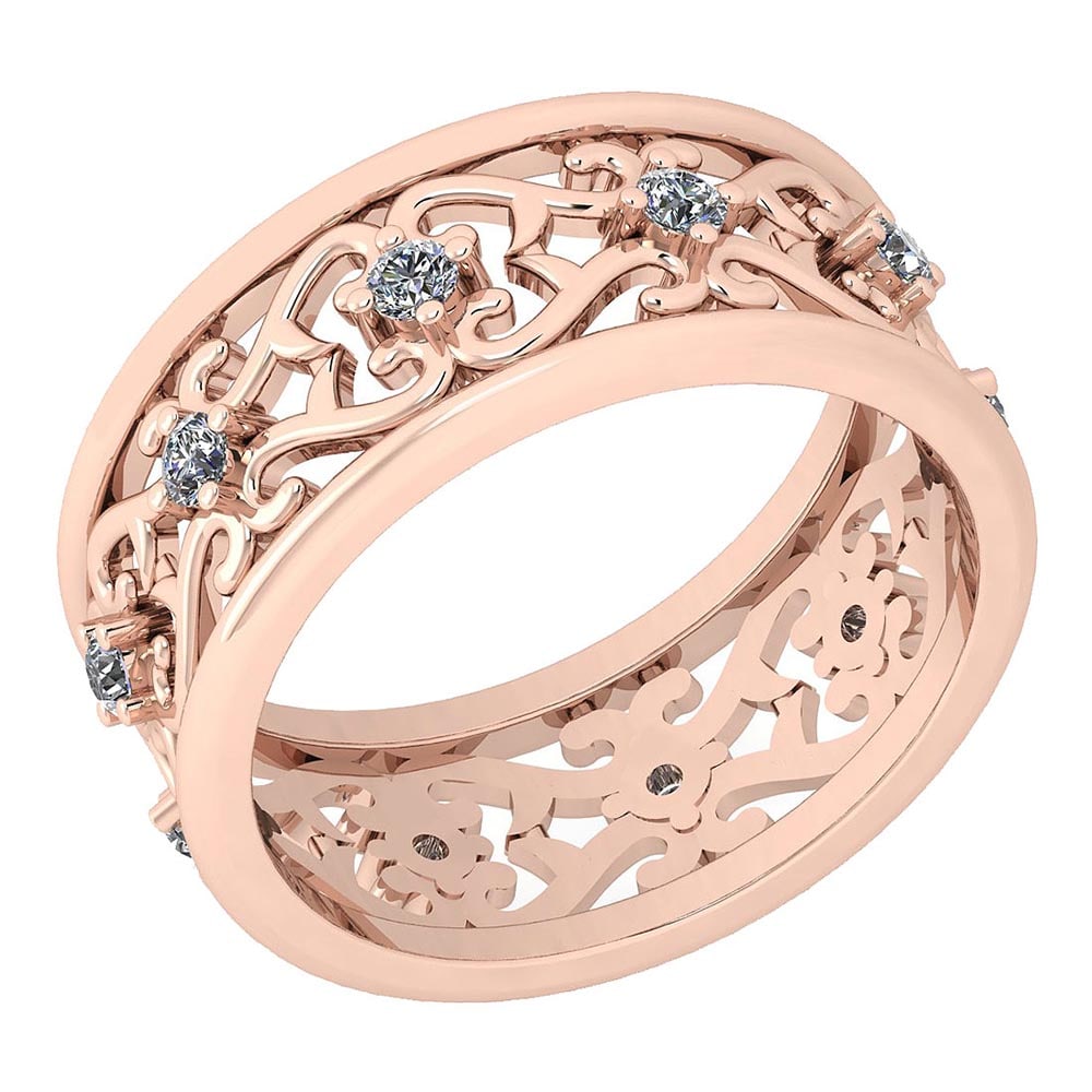 Certified 0.30 Ctw Diamond VS/SI1 18K Rose Gold Band Ring Made In USA: Center Stone Approx Weight ; 0.30 Ctw (10 Pcs Round) Stone Color: White G-H Diamond Stone Clarity: VS/SI1 Color Stone Setting ; Prong Metal Approx Weight: 5.00 Gram 18K Rose Gold Band Made In USA #PAP