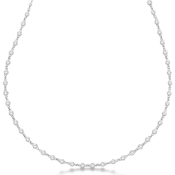 Station Eternity Necklace in 14k White Gold 1.51ctw