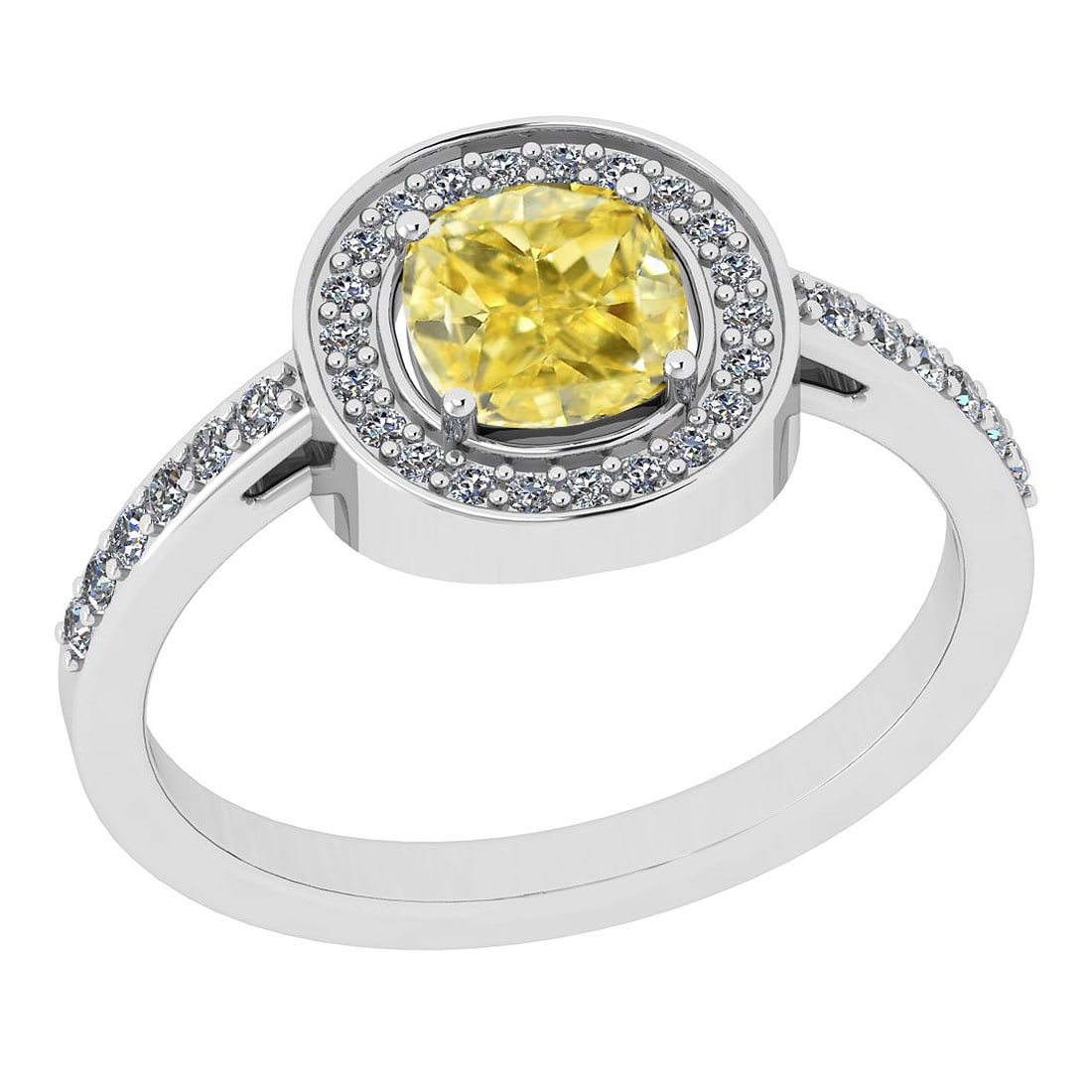 Certified 1.25 Ct Natural Fancy Yellow And White Diamond Platinum Vintage S: Center Stone Approx Weight: 1.02 Ctw (1pcs Cushion Cut) GIA Certified Center Stone Color: Natural Fancy Yellow Diamond Center Stone Clarity: I2/I2 Stone Setting: Prong Side Stone Approx Weight: 0.23 c