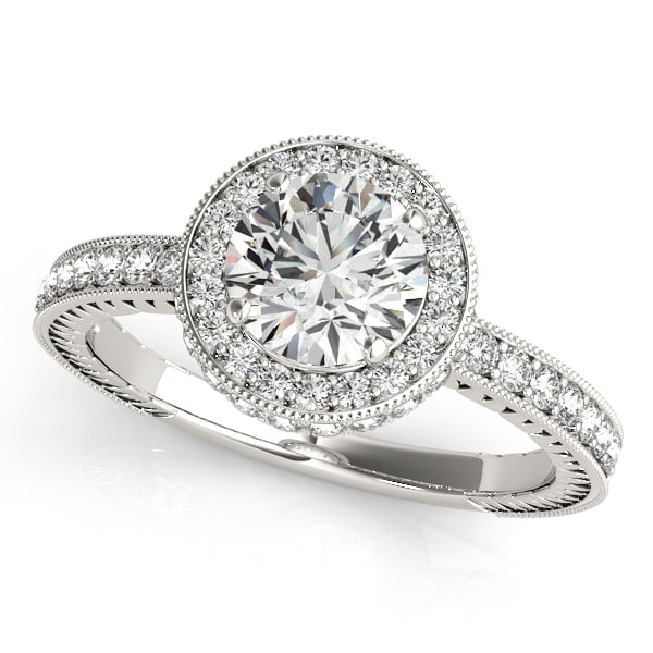 Certified 0.95 Ctw SI2/I1 Diamond 14K White Gold Bridal Wedding Ring
