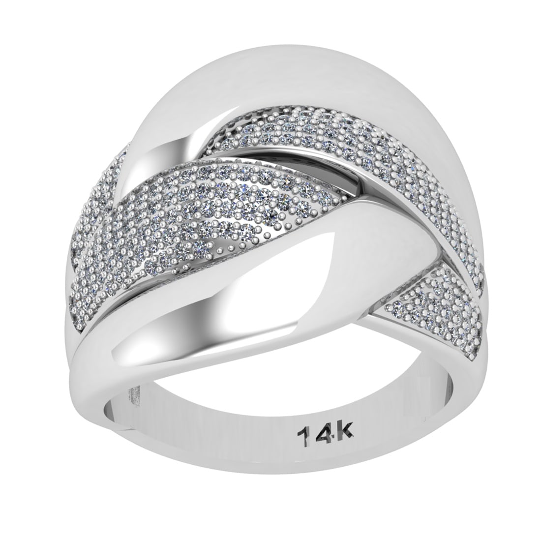 0.83 Ctw Si2/i1 Diamond 14K White Gold Groom Wedding Ring