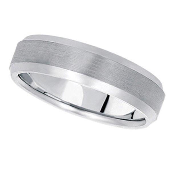 Comfort-Fit Carved Wedding Band in platinum for Men 6mm