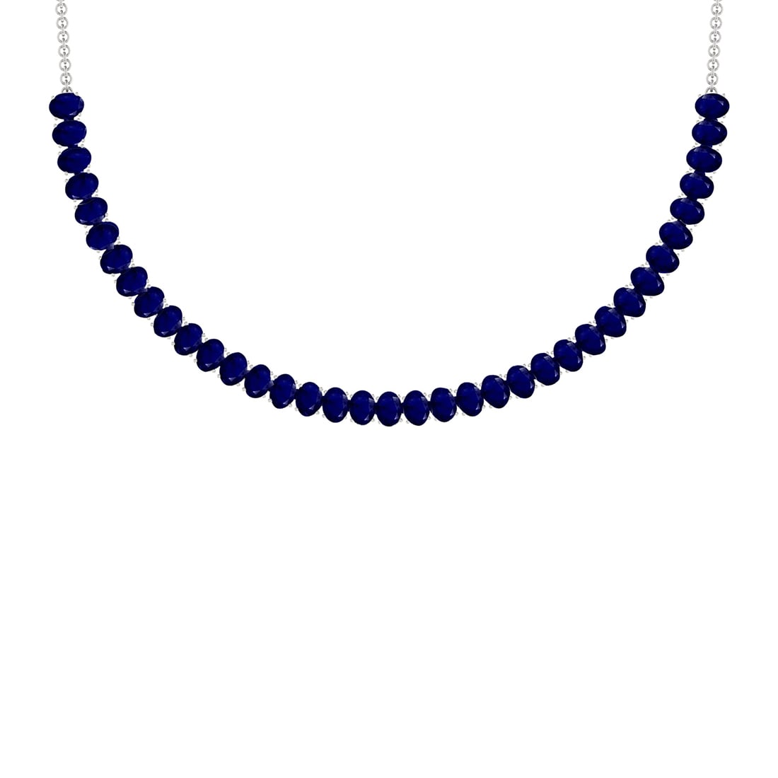 48.75 Ctw Blue sapphire 14K White Gold Necklace: Center Stone Weight : 48.75 Ctw ( Oval Cut) Center Stone Color :-Blue sapphire Stone Setting : Prong Metal Weight : Approx 19.30 Gram 14K White Gold Ladies fashion Necklace Size :- 16 Inches #PAPPS675
