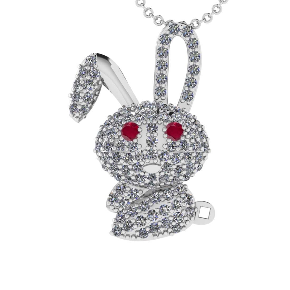 0.94 Ctw SI2/I1 Ruby and Diamond 14K White Gold Daddy Pendant Necklace: Center Stone Weight : 0.07 Ctw ( Round Cut) Center Stone Color :-Ruby Setting : Prong Side Diamond Weight Of Ctw 0.87 Ctw Color : J-K Clarity : SI2/I1 Stone Setting : Prong Metal Weight : Approx 7.40 