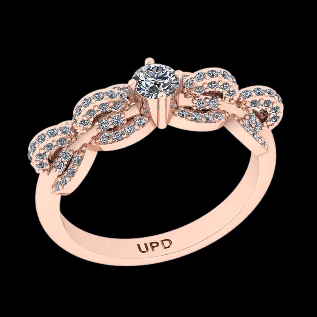 0.77 Ctw VS/SI1 Diamond 14K Rose Gold Vintage Style Ring: Center Diamond Weight : 0.25 Ctw ( Round Cut) Center Color :-J-K Center Stone Clarity :- VS/SI1 Center Stone Setting : Prong Side Stone Weight Of Ctw 0.52 Ctw Side Stone Color : J-K Stone Clarity : VS