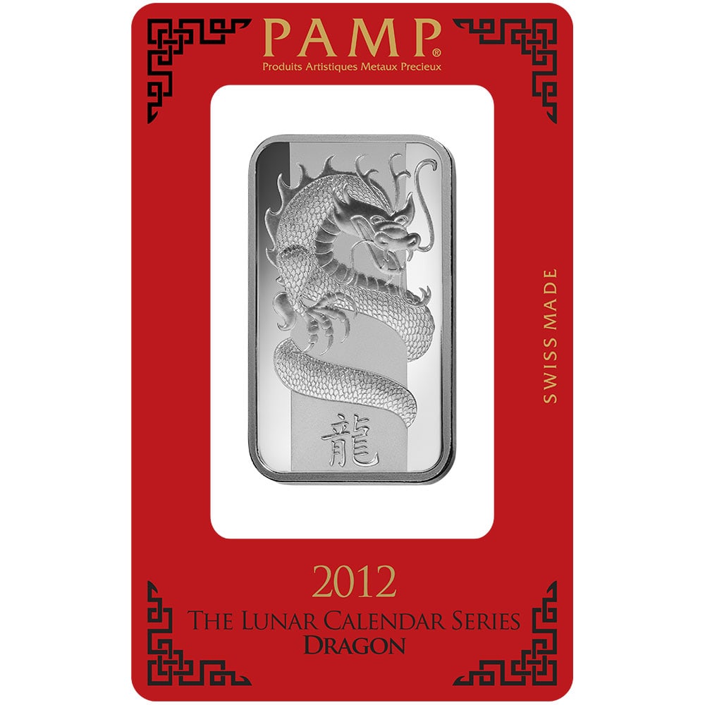 PAMP Suisse 1 oz Silver Bar ? Lunar Dragon (Year of the Dragon, 2012)
