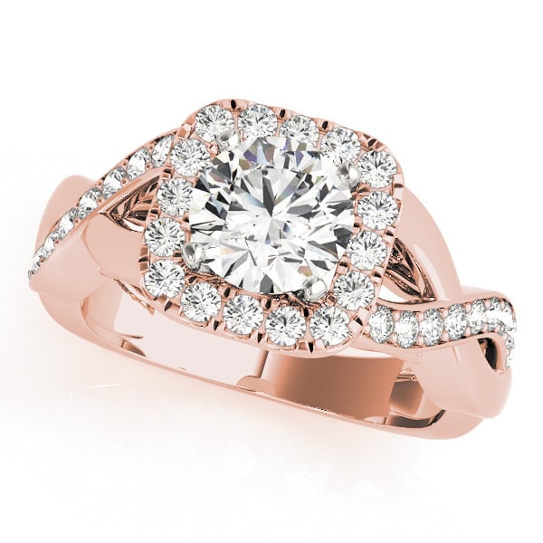 CERTIFIED 18K ROSE GOLD 1.34 CTW J-K/VS-SI1 DIAMOND HALO ENGAGEMENT RING