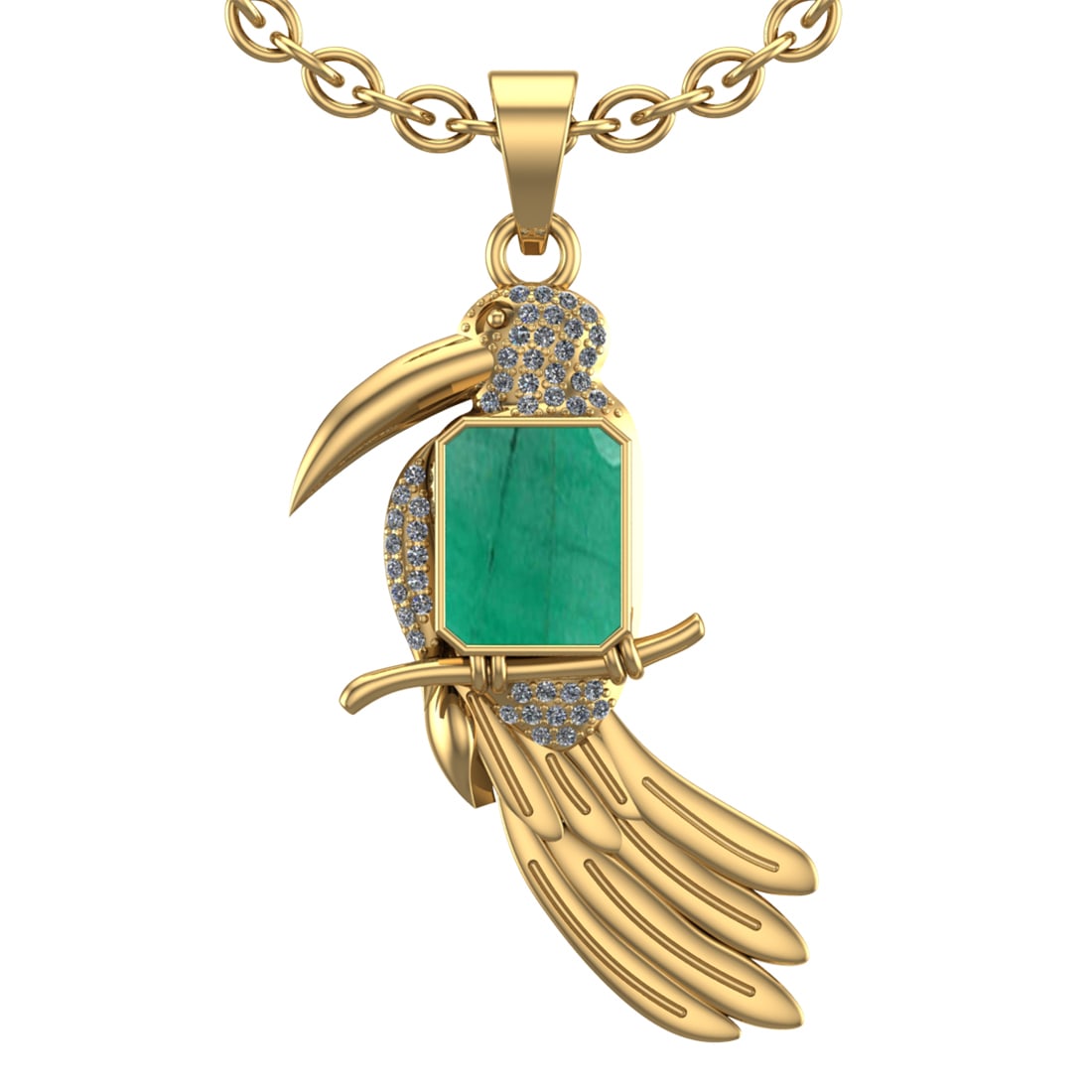 2.73 Ctw SI2/I1 Emerald and Diamond 14K Yellow Gold Necklace: Color Stone Weight : 2.50 Ctw ( Emerald Cut) Stone Color :- Emerald Center Stone Setting : Prong Side Weight Of Ctw 0.23 Ctw Color : J-K Clarity : SI2/I1 Stone Setting : Prong Metal Weight : Approx