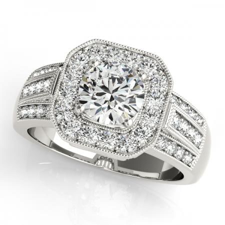 CERTIFIED PLATINUM 1.20 CTW J-K/VS-SI1 DIAMOND HALO ENGAGEMENT RING (1 of 1)