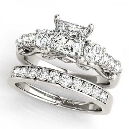 CERTIFIED 18KT WHITE GOLD 1.90 CTW J-K/VS-SI1 DIAMOND BRIDAL SET