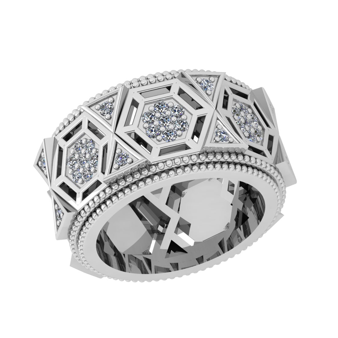 0.90 Ctw SI2/I1 Diamond 14K White Gold Wedding/Anniversary /Engagement Band
