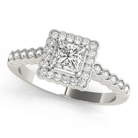 CERTIFIED PLATINUM 0.66 CTW J-K/VS-SI1 DIAMOND HALO ENGAGEMENT RING