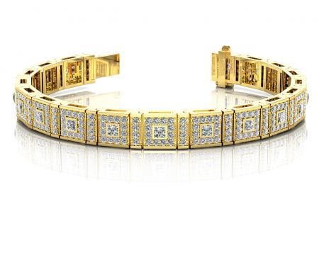 14KT YELLOW GOLD 5 CTW G-H VS2/SI1 BEZEL SET PRINCESS DIAMOND BRACELET: 14KT YELLOW GOLD 5 CTW G-H VS2/SI1 BEZEL SET PRINCESS DIAMOND BRACELET #PAPPS20176v5