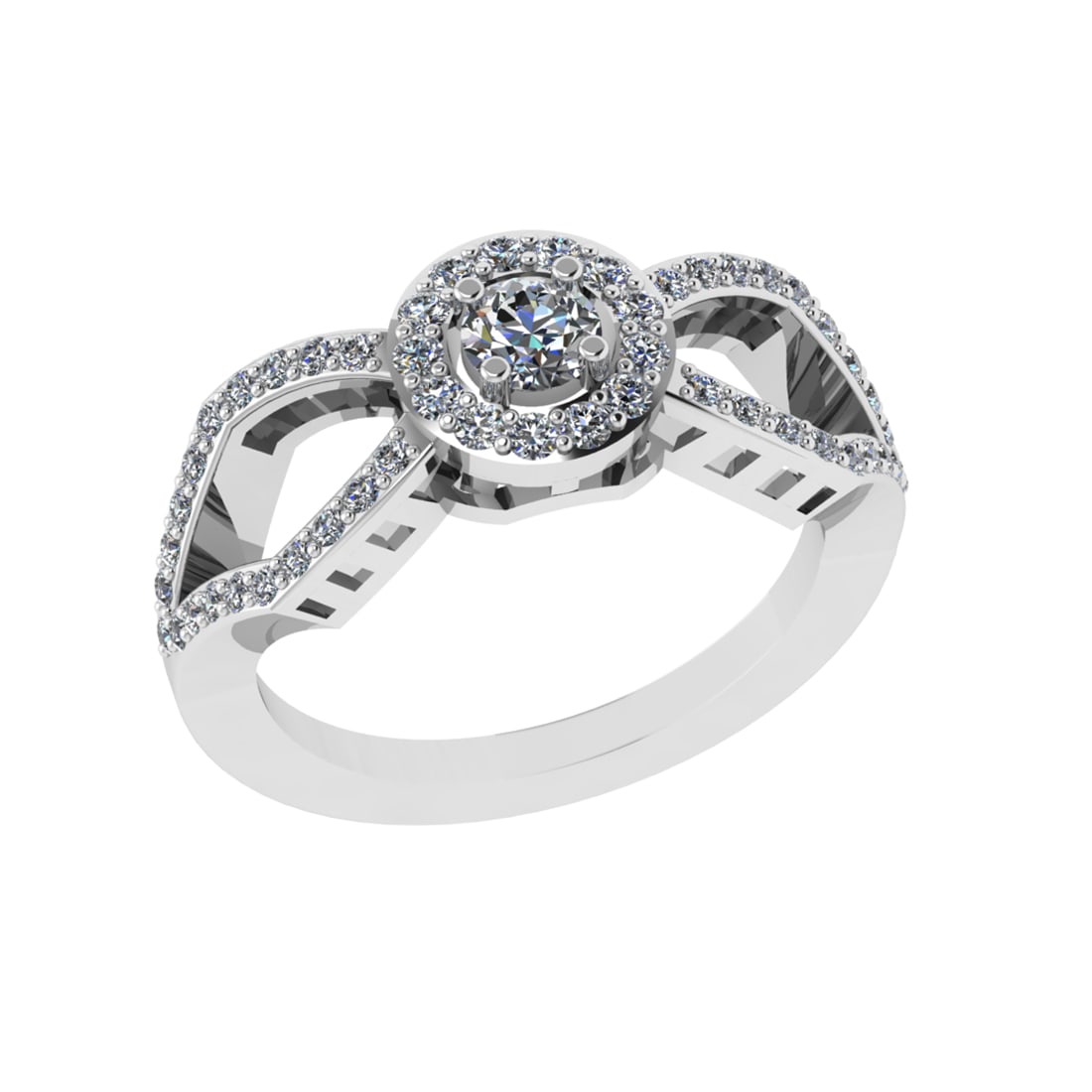 0.80 Ctw SI2/I1 Diamond 14K White Gold Engagement Ring